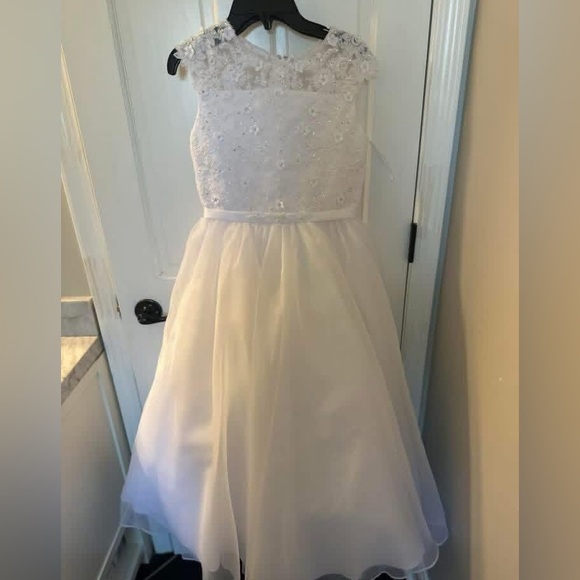 Joan Calabrese White Floral Kids Dress